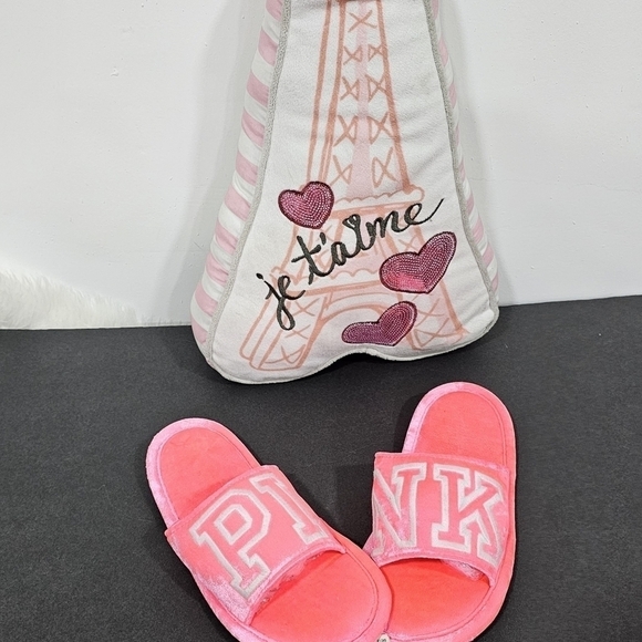 PINK VICTORIA'S SECRET SLIPPERS PINK SZ.SMALL US 5-6 NEW. - Picture 6 of 9